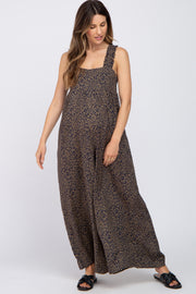 Navy Animal Print Maternity Wide Leg Jumpsuit