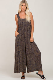 Navy Animal Print Wide Leg Jumpsuit