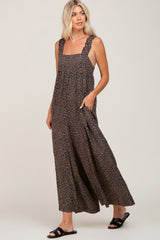 Navy Animal Print Wide Leg Jumpsuit