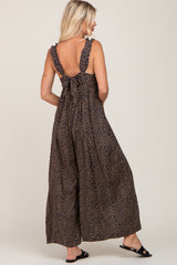 Navy Animal Print Wide Leg Jumpsuit