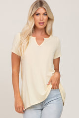 Yellow Ribbed Short Sleeve Top