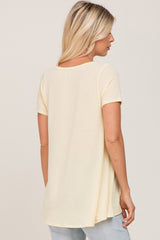 Yellow Ribbed Short Sleeve Top