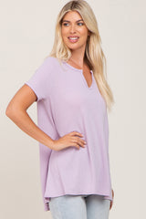 Lavender Ribbed Short Sleeve Top