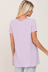 Lavender Ribbed Short Sleeve Top