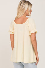 Yellow Ruffle Sleeve Ribbed Top