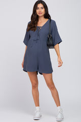 Charcoal Lace Up Maternity Romper