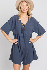 Charcoal Lace Up Maternity Romper