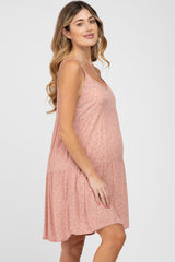 Pink Floral Tiered V-Neck Maternity Dress