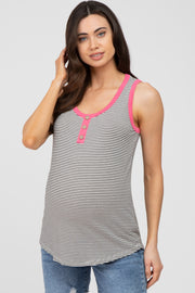 Black Striped Colorblock Sleeveless Maternity Top