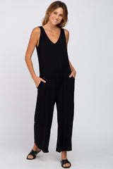 Black V-Neck Sleeveless Cropped Jumpsuit