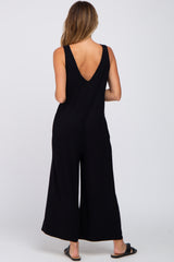 Black V-Neck Sleeveless Cropped Jumpsuit