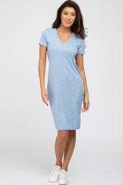 Light Blue Ditsy Floral V-Neck Dress