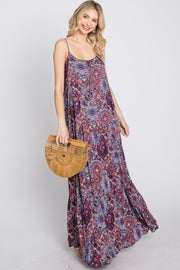 Purple Patchwork Floral Maxi Dress