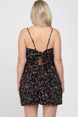 Black Floral Cutout Back Tie Maternity Romper