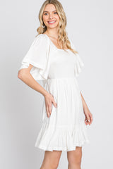 White Smocked Tie Back Dress