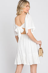 White Smocked Tie Back Dress