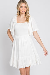 White Smocked Tie Back Dress