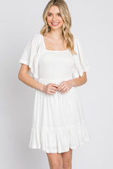 White Smocked Tie Back Dress