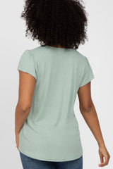 Mint Green Lace Trim Short Sleeve Top