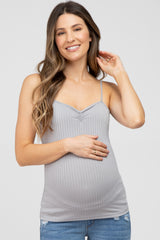 Grey Ribbed Maternity Tank Top