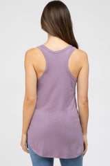 Lavender Racerback Curved Hem Maternity Tank Top