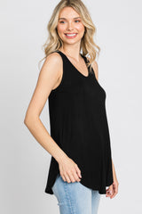 Black Racerback Curved Hem Tank Top