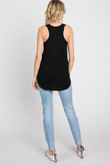 Black Racerback Curved Hem Tank Top