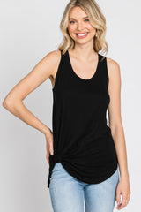 Black Racerback Curved Hem Tank Top