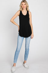 Black Racerback Curved Hem Tank Top