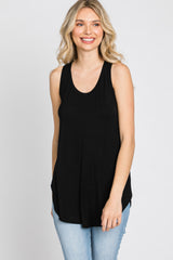 Black Racerback Curved Hem Tank Top