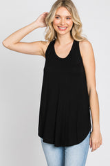 Black Racerback Curved Hem Tank Top