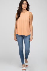 Orange Knit Sleeveless Top