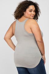 Taupe Racerback Curved Hem Plus Maternity Tank Top