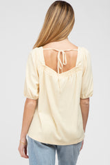 Yellow Ribbed Square Neck Maternity Top