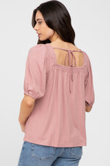 Mauve Ribbed Square Neck Maternity Top