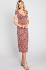 Mauve Floral Sweetheart Midi Dress