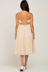 Cream Eyelet Tiered Midi Dress