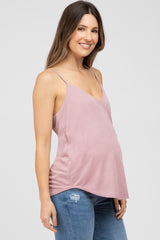 Mauve Curved Hem Maternity Tank Top