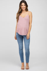 Mauve Curved Hem Maternity Tank Top