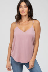 Mauve Curved Hem Maternity Tank Top