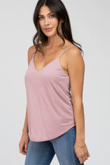 Mauve Curved Hem Tank Top