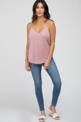 Mauve Curved Hem Tank Top