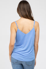 Light Blue Curved Hem Maternity Tank Top