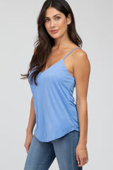 Light Blue Curved Hem Tank Top