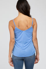 Light Blue Curved Hem Tank Top