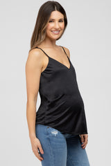 Black Curved Hem Maternity Tank Top