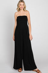 Black Strapless Wide Leg Jumpsuit