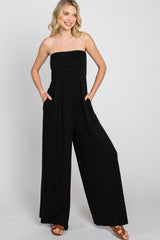 Black Strapless Wide Leg Jumpsuit