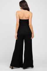 Black Strapless Wide Leg Maternity Jumpsuit