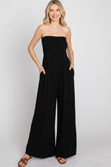 Black Strapless Wide Leg Jumpsuit